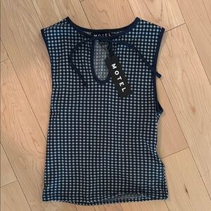 Motel Rocks Navy Checkered Women's Top